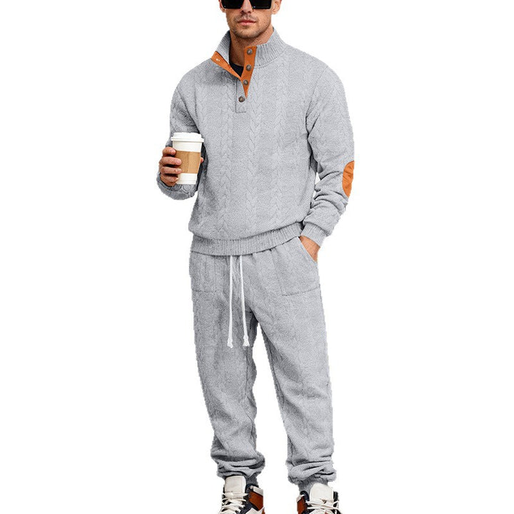Herren Strick-Jogginganzug mit modischem Kragen und praktischen Taschen Drune