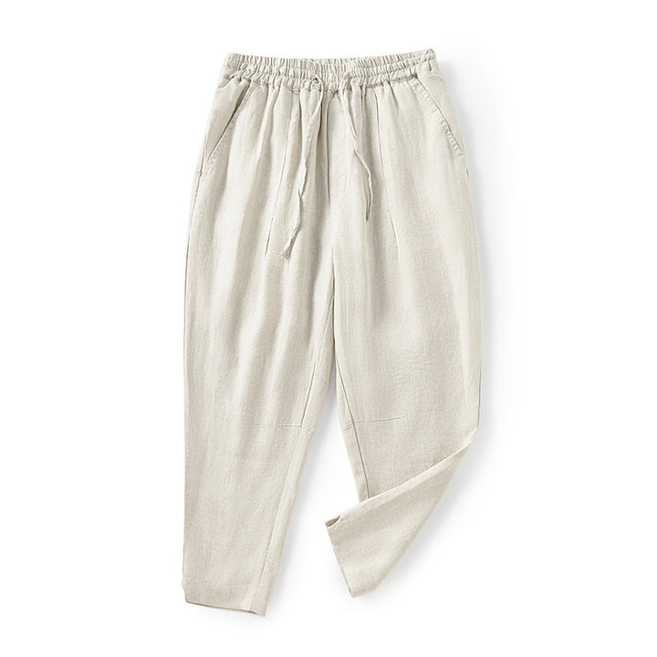 Damen lässige Leinenhose mit elastischem Bund und praktischen Seitentaschen Drune