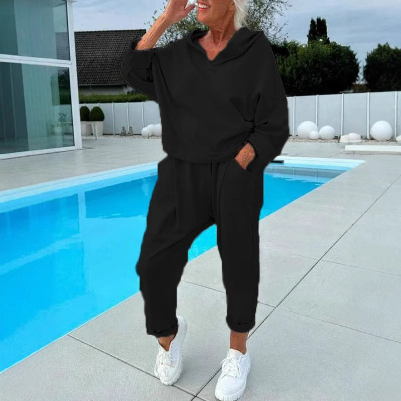 Damen lässiger Hoodie mit elastischem Bund und bequemen Jogginghosen Drune