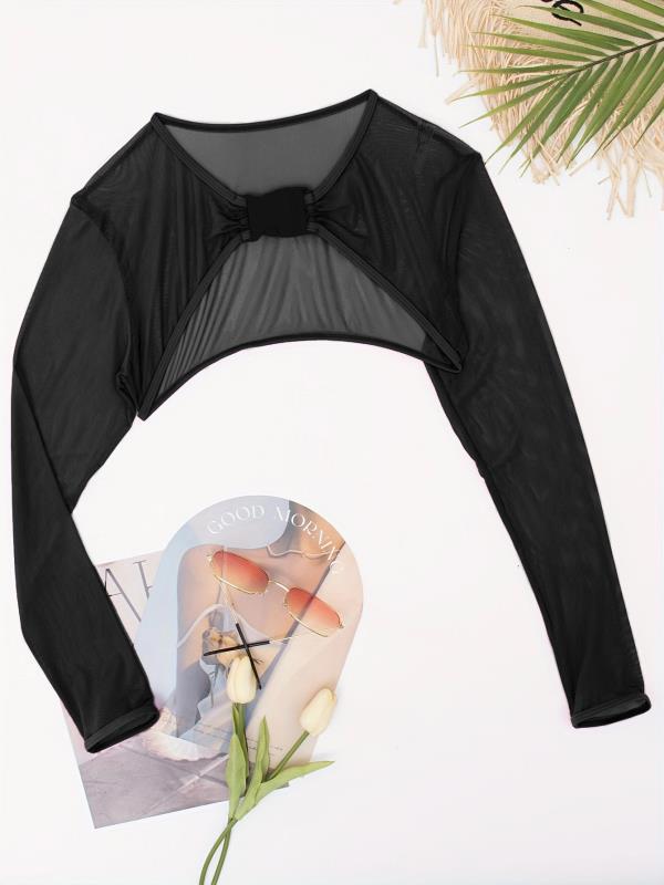Damen Modischer Mesh-Oberteil mit langer Arm Drune