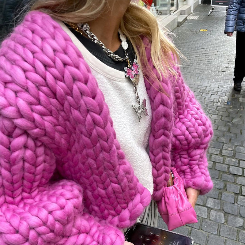 Damen Oversize Strickjacke mit voluminösen Ärmeln Drune
