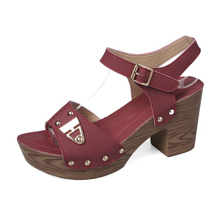 Damen Elegante Plateau-Sandaletten mit geschwungenem Riemendesign und modischen Nieten Drune