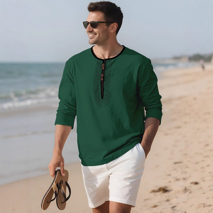 Herren Langarmshirt mit stylischem Knopfdesign Drune