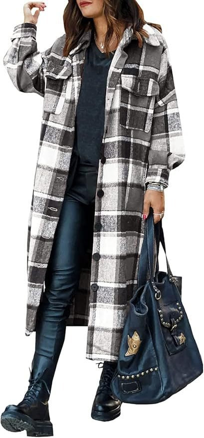 Damen Long-Blusenjacke im karrieren Design Drune