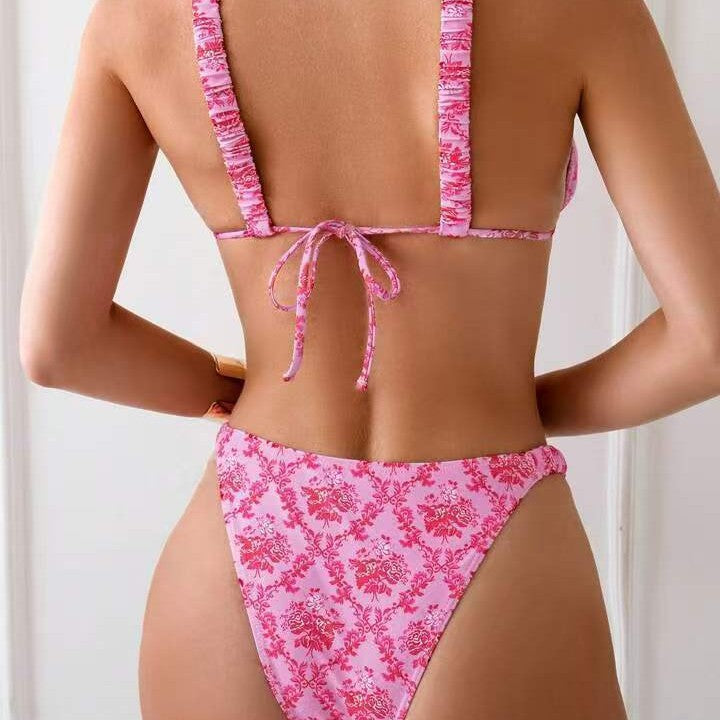 Damen Bikini-Set mit floralem Design und verstellbaren Trägern Drune