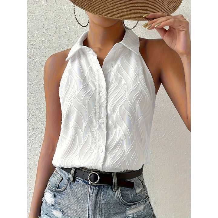 Damen ärmelloses Blusenshirt mit eleganter Struktur Drune