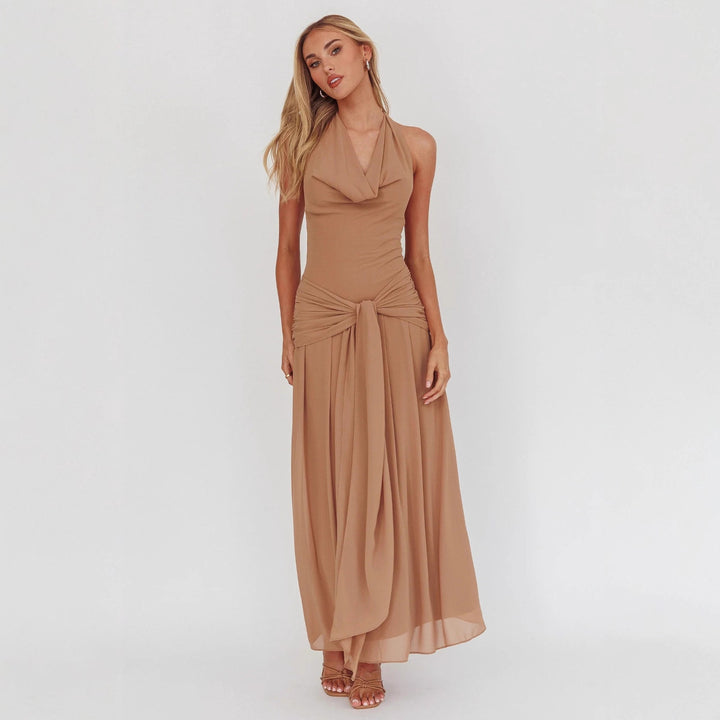 Damen Elegantes langes Abendkleid mit raffiniertem Halternetz Drune