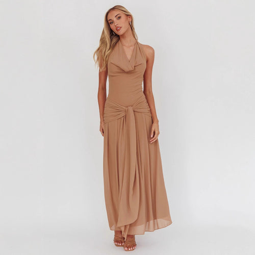 Damen Elegantes langes Abendkleid mit raffiniertem Halternetz Drune