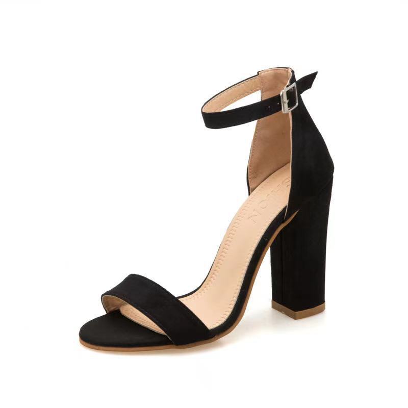 Damen Sandalen mit elegantem Blockabsatz und verstellbarem Knöchelriemen Drune