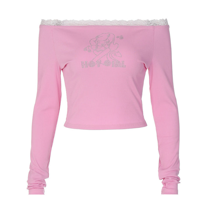 Damen Oberteil mit Off-Shoulder Design und romantischem Spitzenbesatz Drune