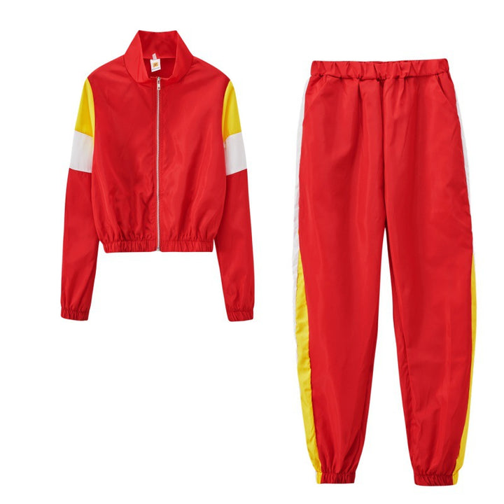 Damen Sportliches Trackset mit colorblock Design und elastischem Bund Drune