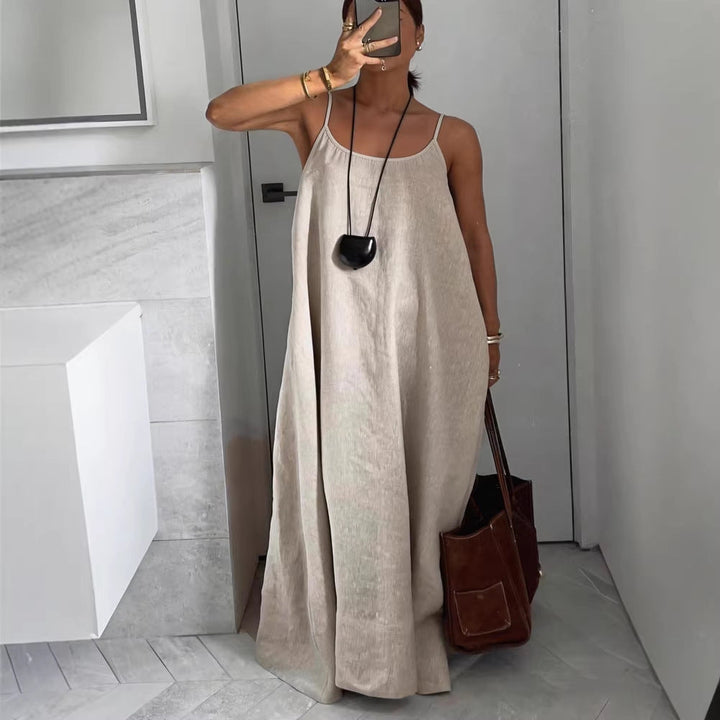 Damen luftiges Leinen-Maxikleid Drune