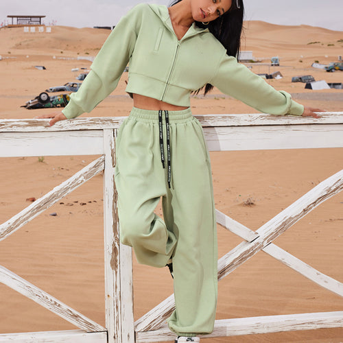 Damen sportliches Lounge-Set mit cropped Hoodie und elastischer Jogginghose Drune