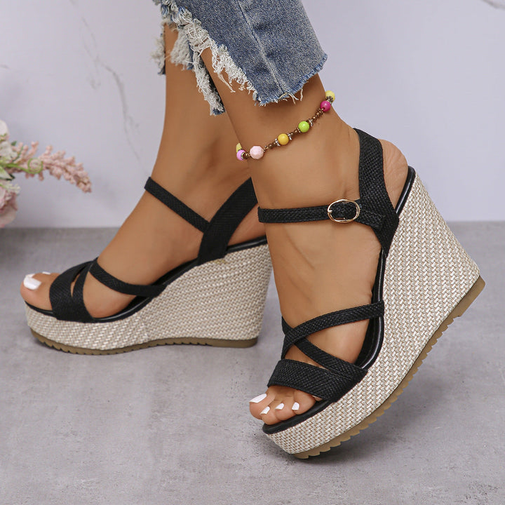 Damen Wedge-Sandalen mit verstellbarem Riemen und rutschfester Sohle Drune