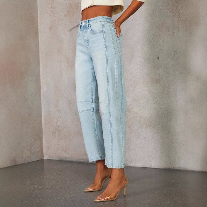 Damen weite High-Waist Jeans mit strukturiertem Design Drune