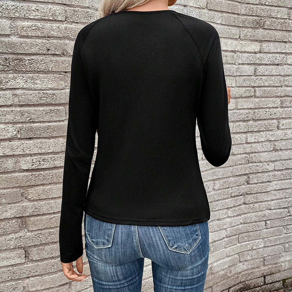 Damen elegantes Knotenoberteil mit V-Ausschnitt Drune