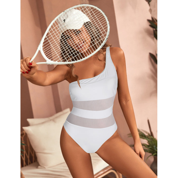 Damen Einseitiger Badeanzug mit modischem Cut-Out und transparenten Einsätzen Drune