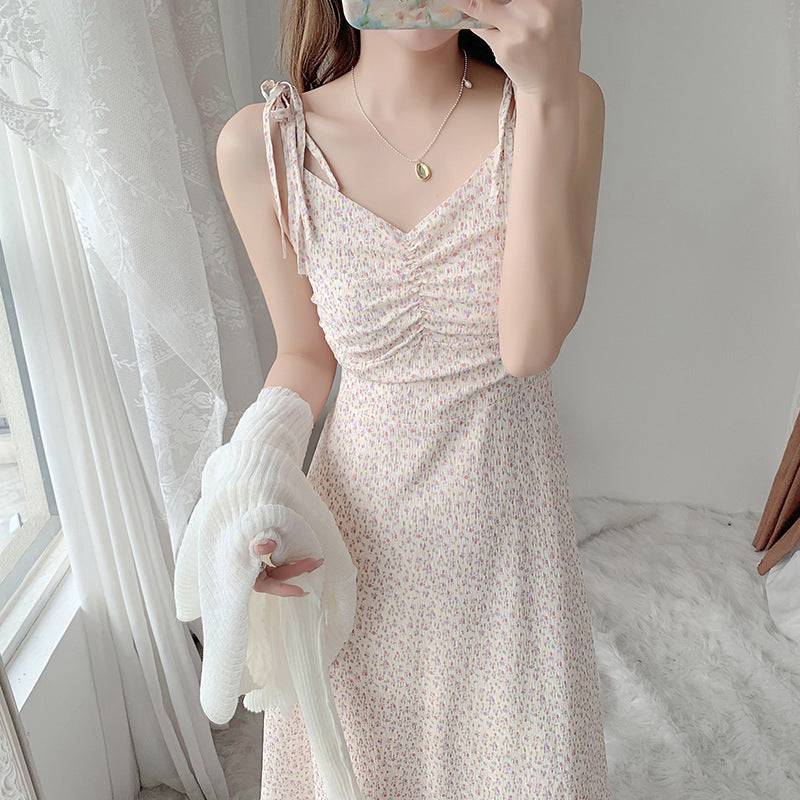 Damen Sommerkleid mit geflochtenen Trägern und Rüschendetails Drune