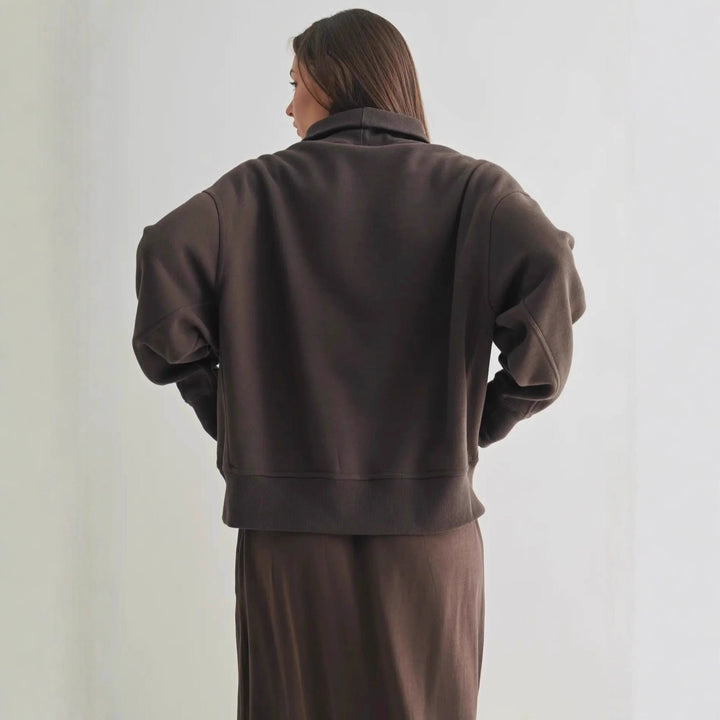 Damen Oversized Pullover mit hochgeschlossenem Kragen und lässiger Passform Drune