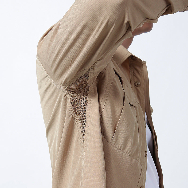 Herren nan leichtes Utility-Hemdjacke mit Brustklappen, Reißverschlusstasche und stretchigem Funktionsgewebe Drune