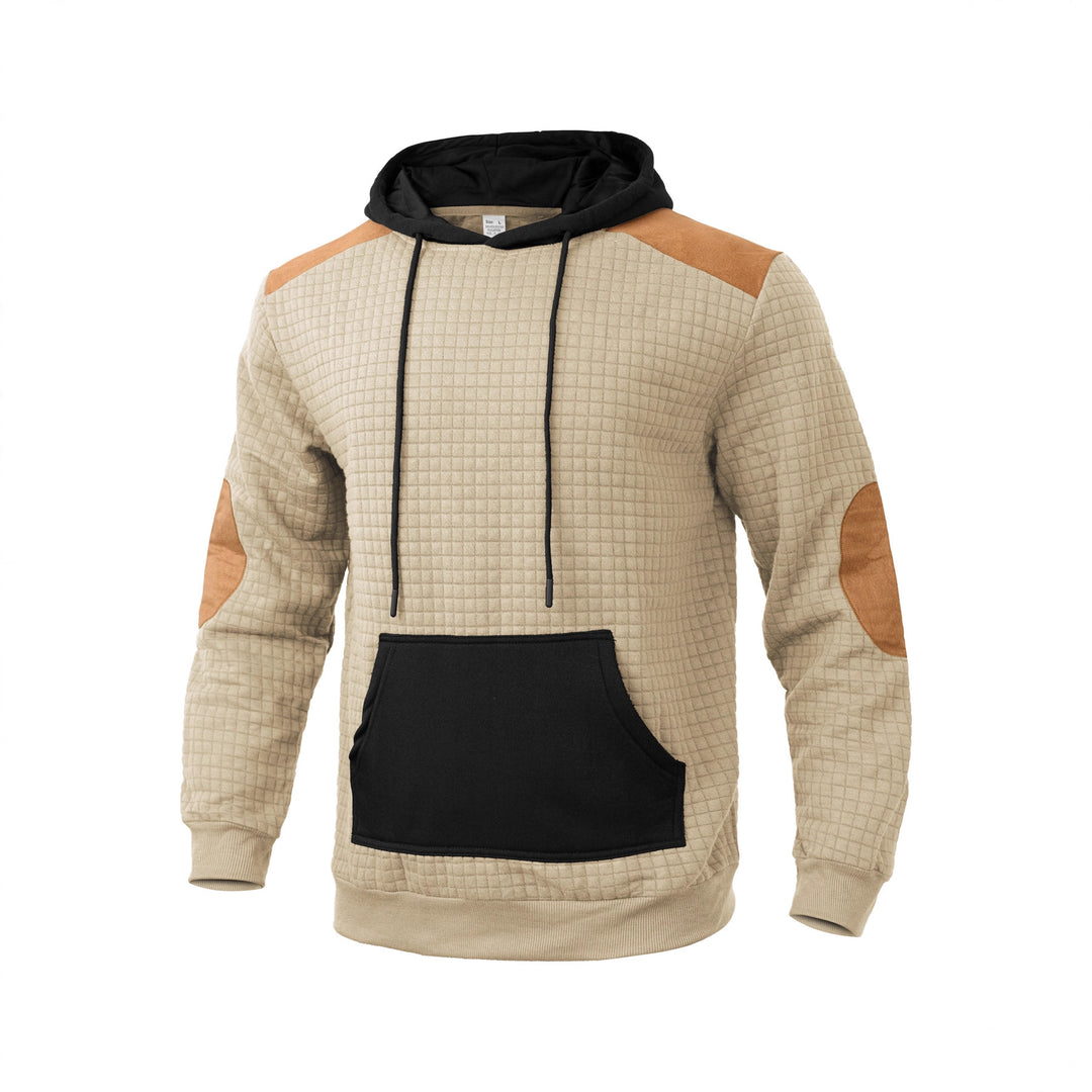 Herren modischer Kapuzenpullover mit strukturiertem Design und Kunstlederakzenten Drune