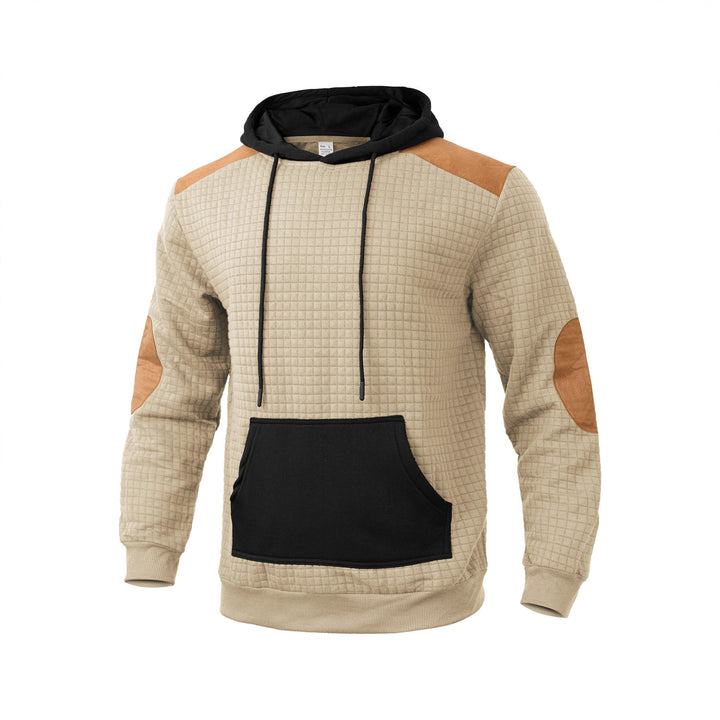 Herren modischer Kapuzenpullover mit strukturiertem Design und Kunstlederakzenten Drune