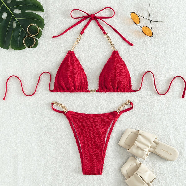 Damen Triangel-Bikini mit eleganten Kettenakzenten Drune