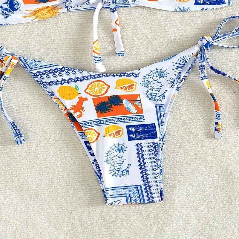 Damen Bandeau-Bikini mit verspieltem Muster Drune