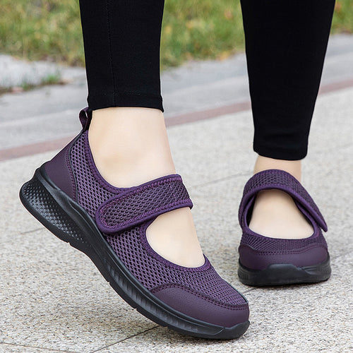 Damen nan Klett-Riemen-Sneaker im Ballerina-Stil mit atmungsaktivem Meshoberteil und flexibler Leichtsohle Drune