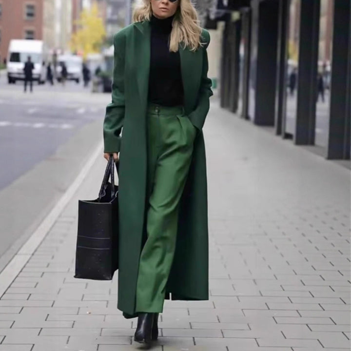 Damen Eleganter Wollmantel mit doppelter Knopfleiste und tiefen Taschen Drune