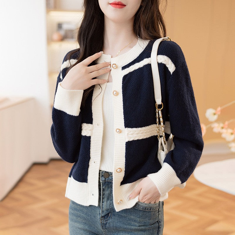Damen Großer Strickcardigan mit dekorativen Knöpfen und Zopfdetails Drune