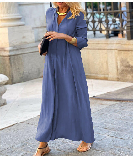 Damen Luftiges Maxikleid mit eleganter Knopfdetail Drune