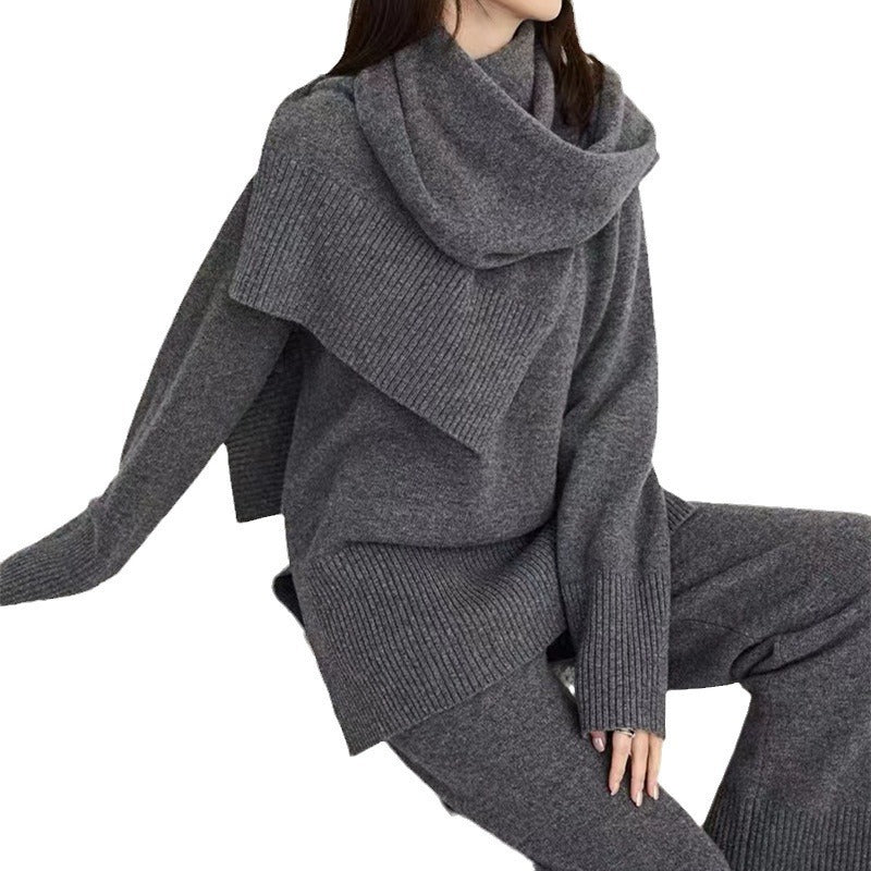 Damen Strickensemble mit elegantem Rundhalsausschnitt und weitem Bein Drune