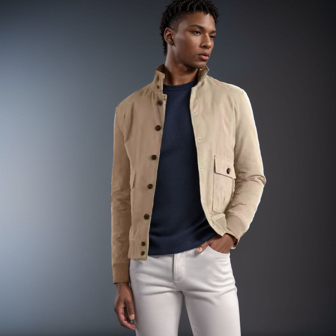Herren modische Übergangsjacke mit hohen Kragen und aufgesetzten Taschen Drune