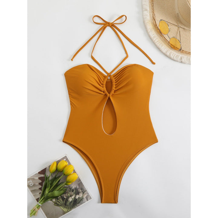 Damen Einteiliger Badeanzug mit modischem Cut-Out-Design und trägerlosem Oberteil Drune