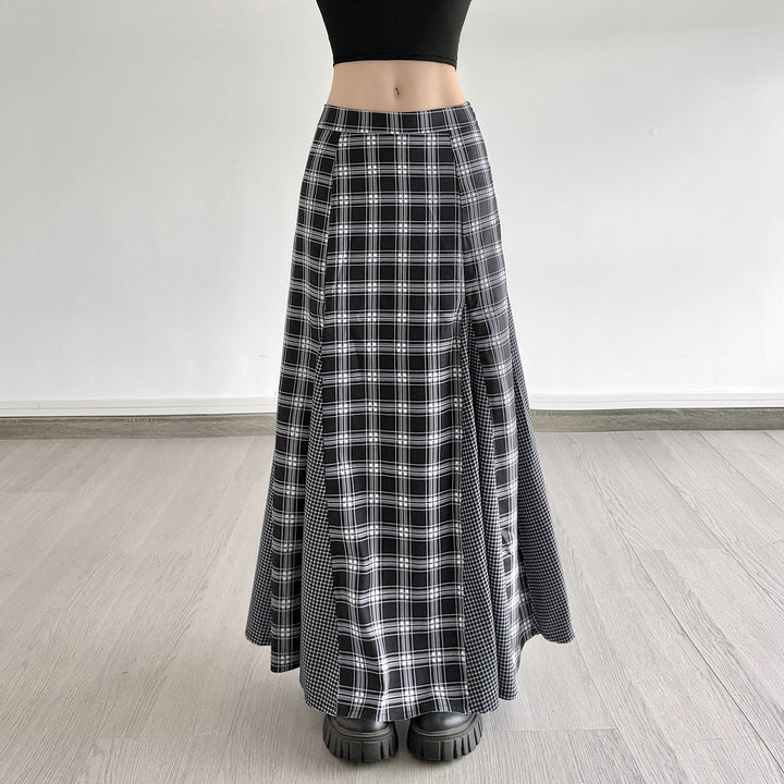 Damen Maxirock mit modernem Karomuster und eleganter Schlitzgestaltung Drune