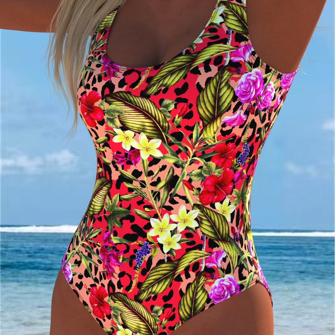 Damen Einteiliger Badeanzug mit floralen Akzenten und sportlichem Schnitt Drune