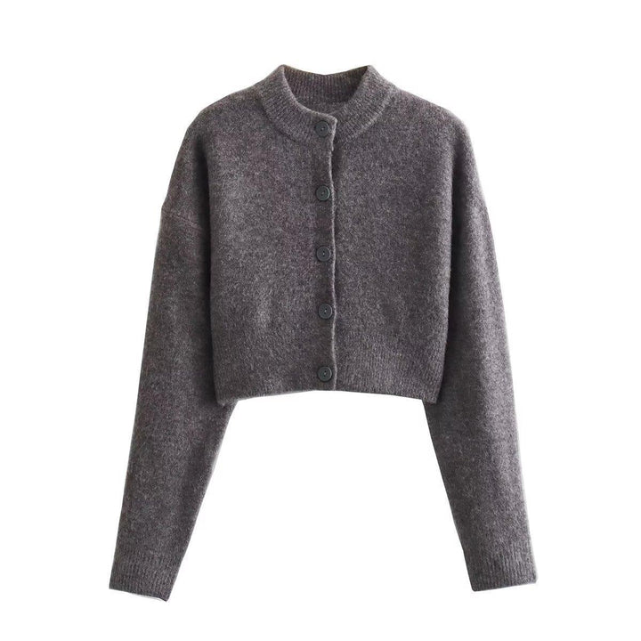 Damen cropped Strickjacke mit modernen Knöpfen Drune