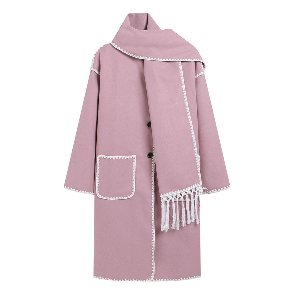 Damen eleganter Übergangsmantel mit Fransenverzierungen Drune