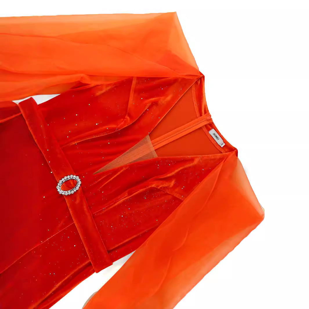 Damen Abendkleid mit extravagantem Transparenz-Design und funkelnden Applikationen Drune