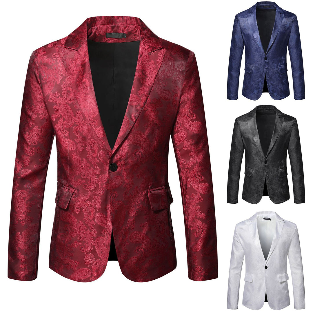 Herren Eleganter Paisley Muster Satin Blazer Drune
