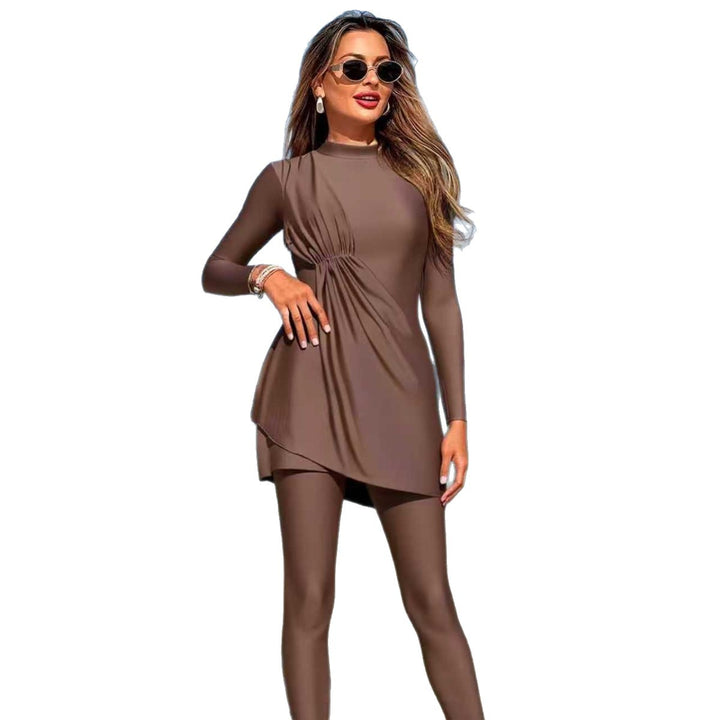 Damen Modischer Sportbadeanzug mit asymmetrischem Rock Drune