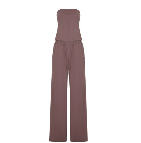 Damen Jumpsuit mit weitem Bein und elastischem Taillenband Drune