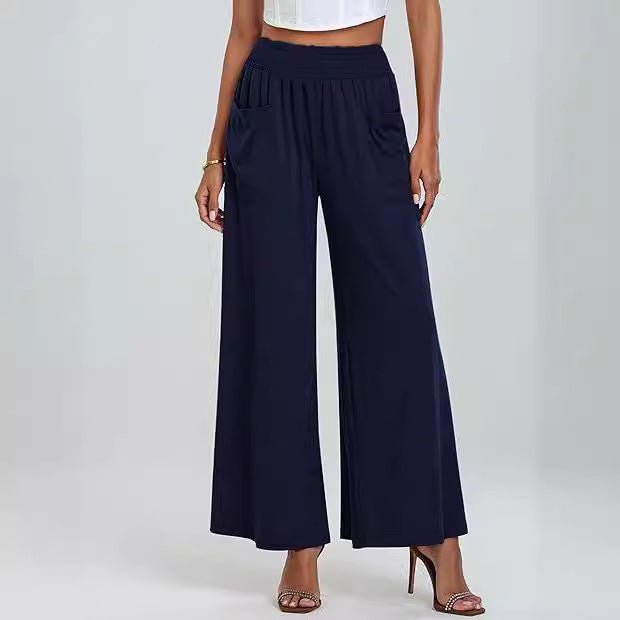 Damen Weite, luftige Palazzo-Hose mit elastischem Bund und praktischen Taschen Drune