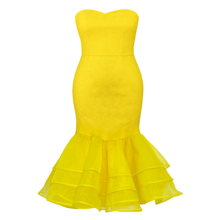 Damen Elegantes Mermaid-Kleid mit Rüschenabsatz Drune