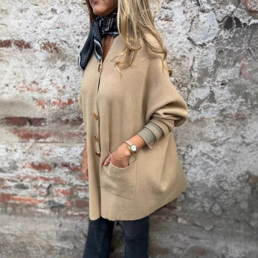 Damen Modische Cardigan mit praktischen Taschen und Knopfverschluss Drune