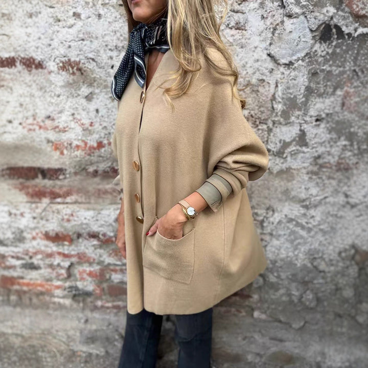 Damen Modische Cardigan mit praktischen Taschen und Knopfverschluss Drune