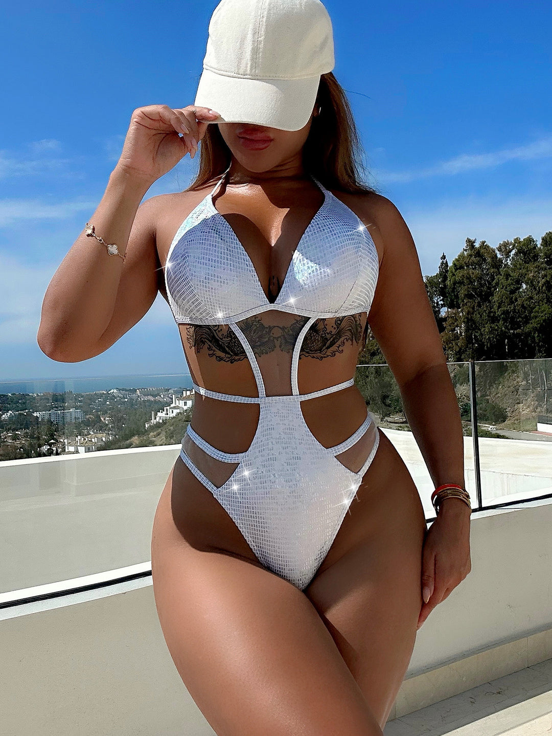 Damen Cut-Out Bikini mit schimmerndem Design Drune