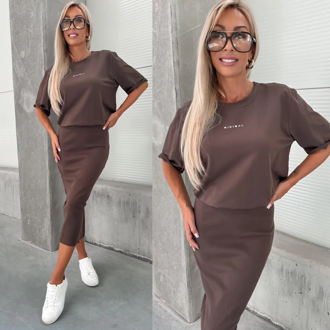 Damen Strickoberteil und Bleistiftrock-Kombination Drune