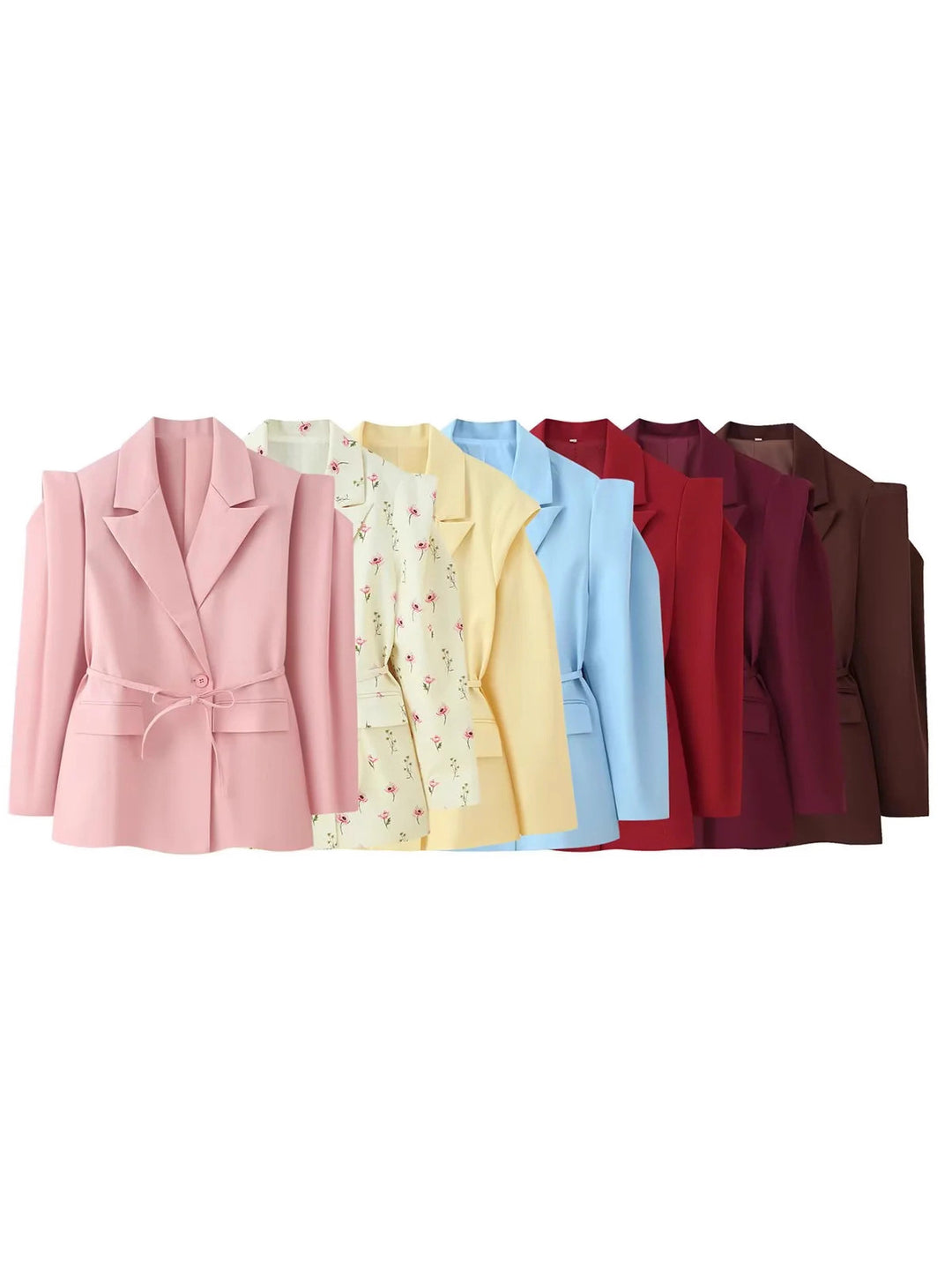 Damen Modische Blazerjacke mit Gürtel und Seidenoptik Drune